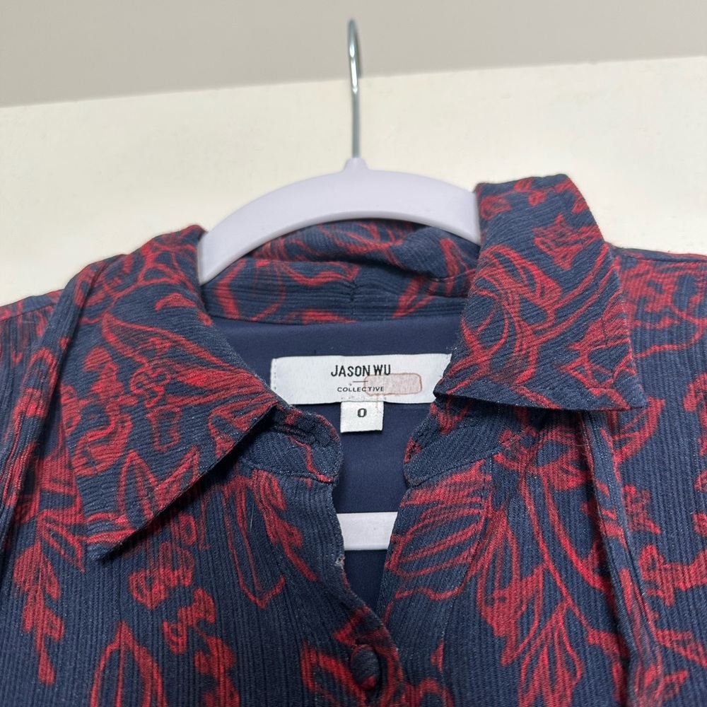 Jason Wu Navy and Red Floral Dress - Picture 7 of 10